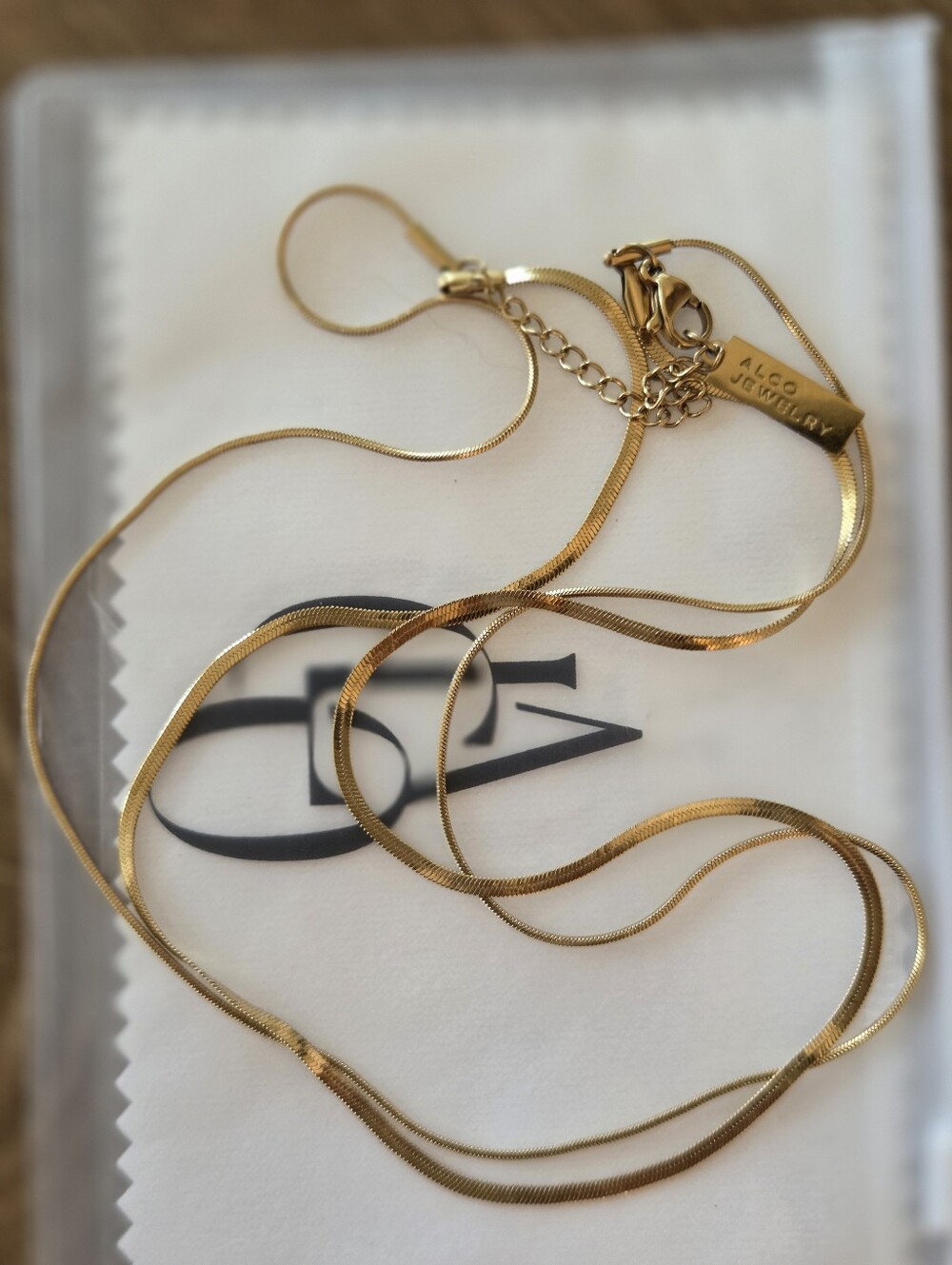 ALCO 18 K Gold Plated-Tone Flat Snake Chain Necklace